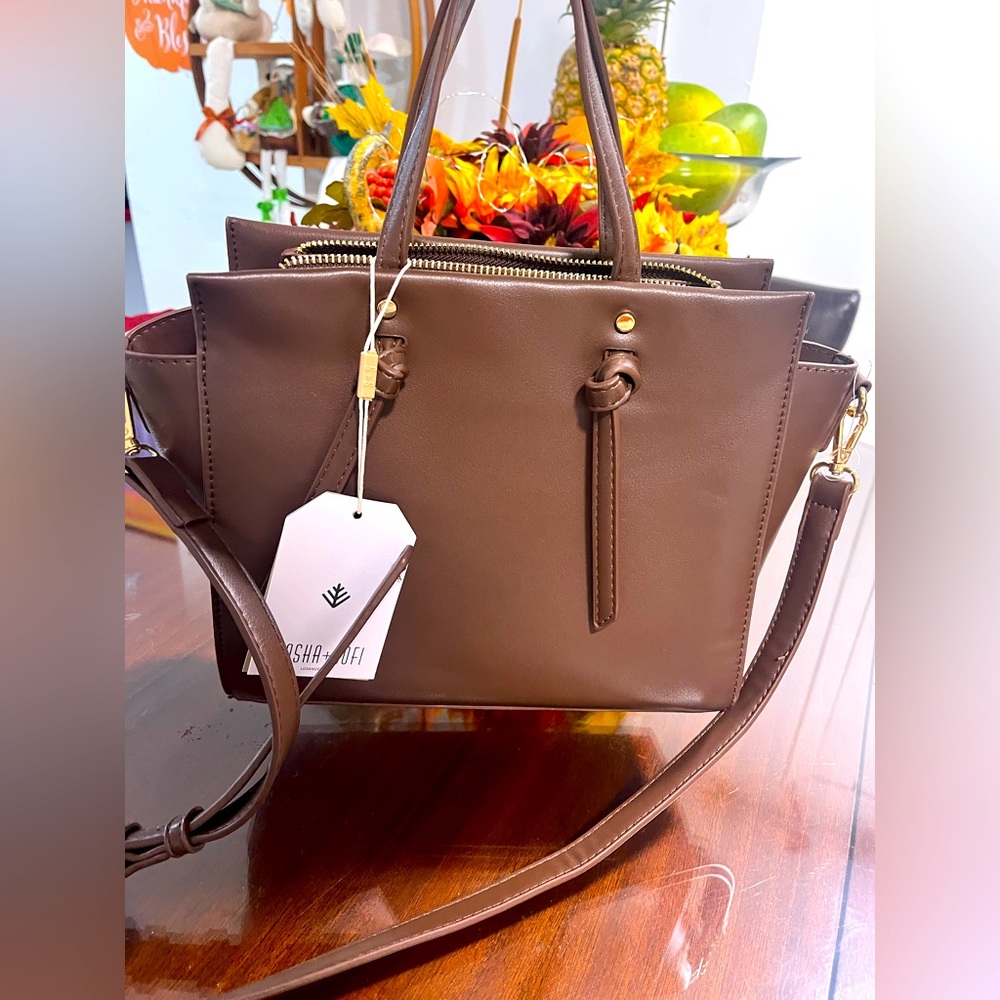 Sasha+sofi women brown satchel handbag. New with tag